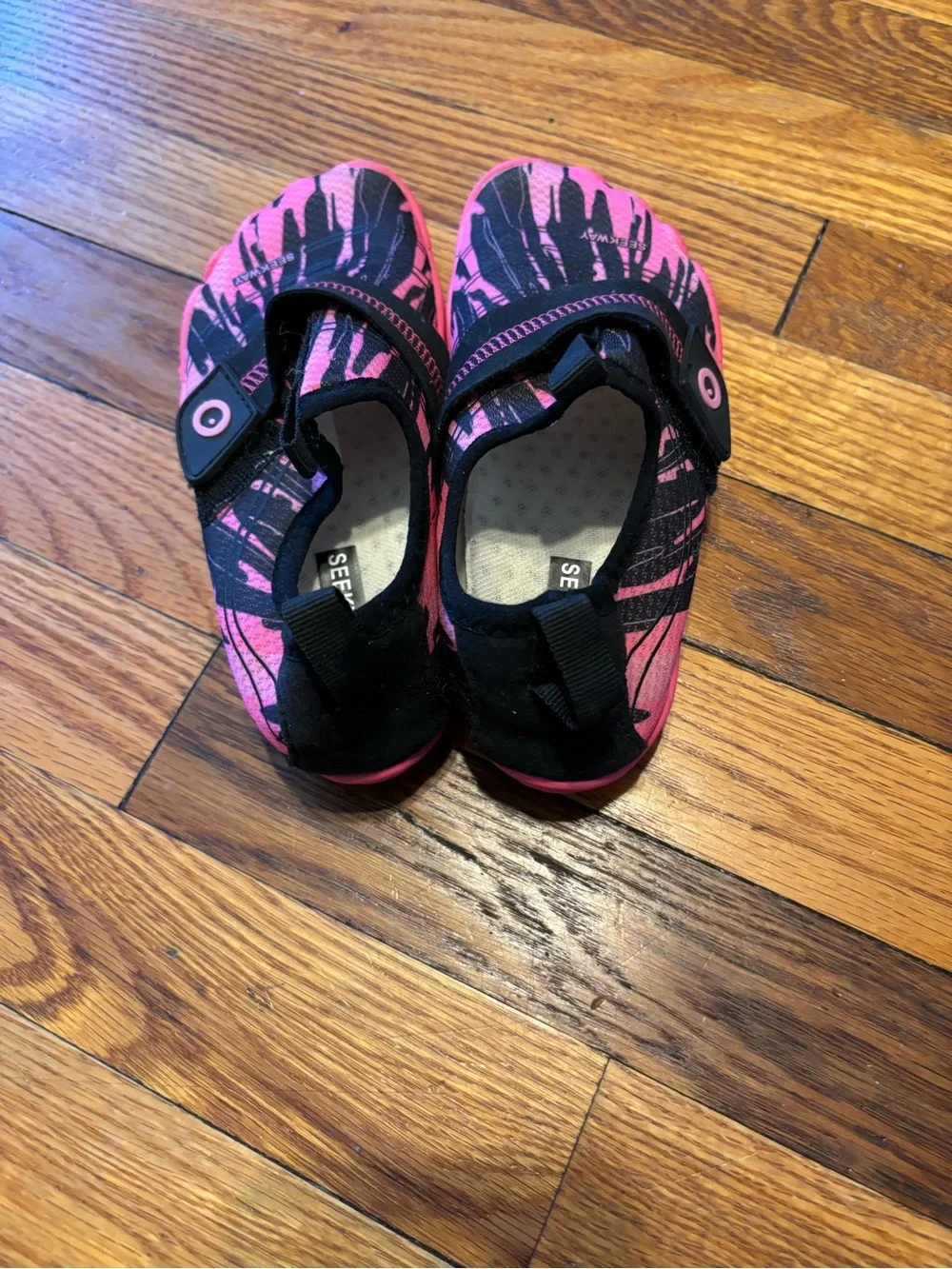 Kids' Pink and Black Water Shoes - Easy-On Strap